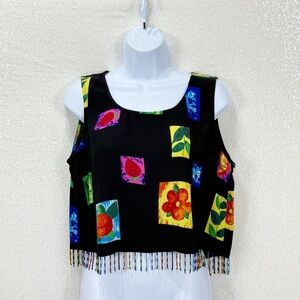 Key Lime Pie Vintage 90s Beaded Crop Top – Medium